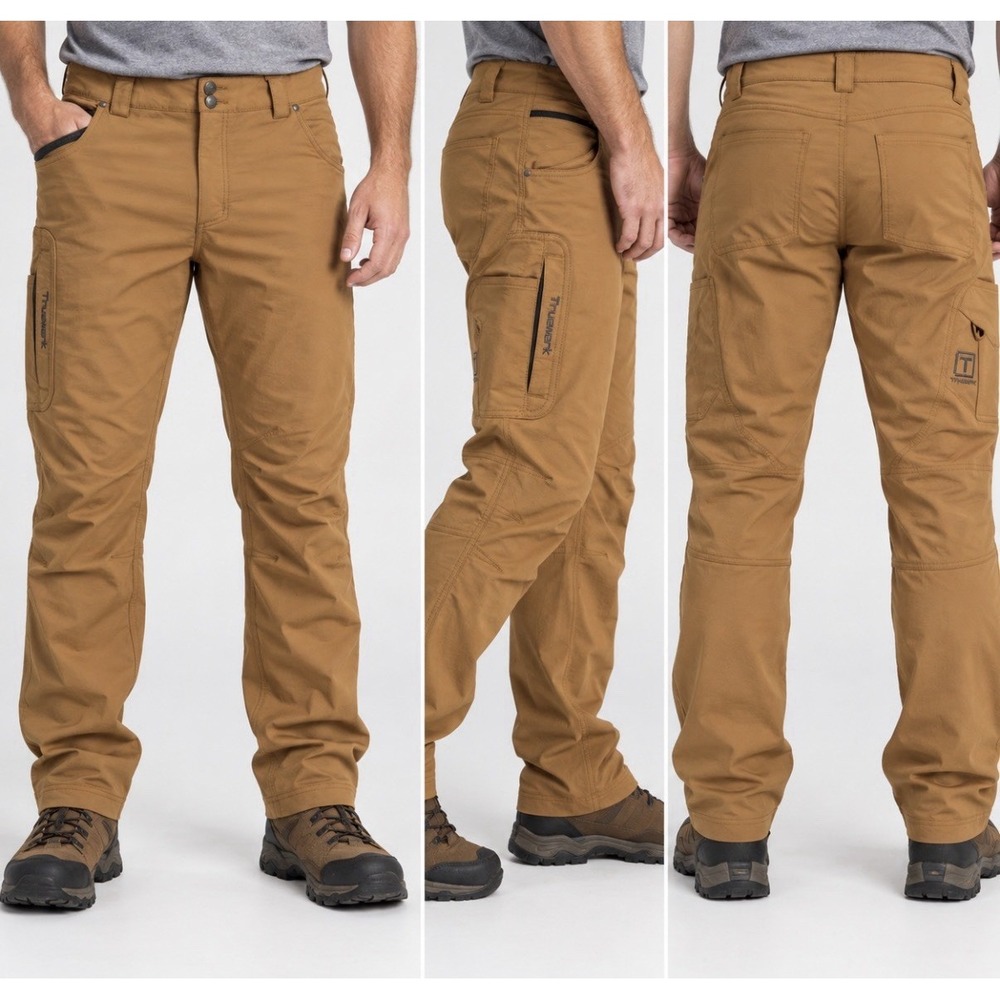 TRUEWERK T2 WerkPant Mens 36x34 Brown Stretch Softshell Work Utility Pants Nwot